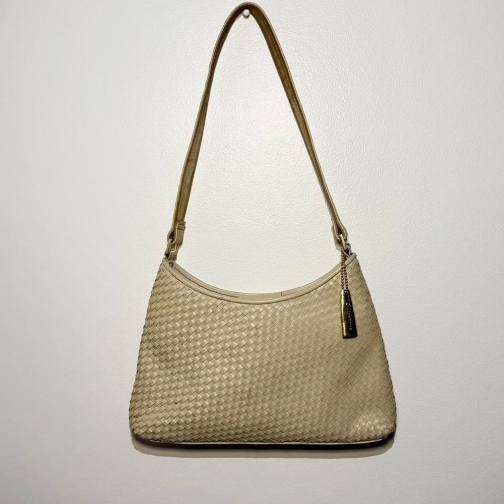 Vintage Liz Claiborne Cream Woven Shoulder Bag | Y2K Mini Purse